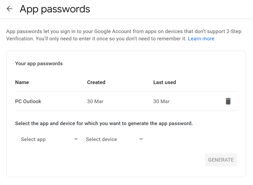 App Passwords